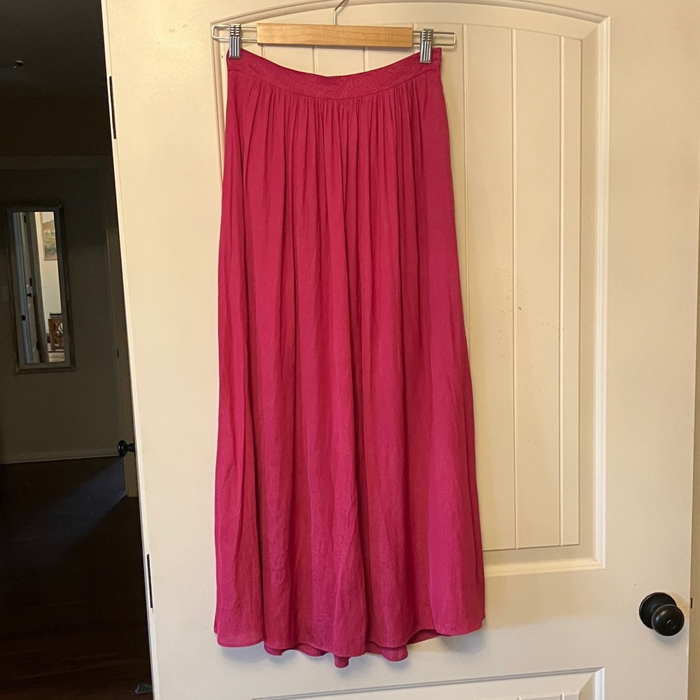 Silky designer paisley midi maxi Flowy a-line skirt boho size 2